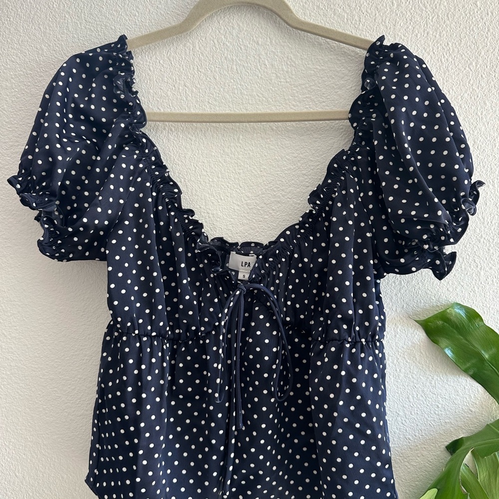 Navy Polka Dot Blouse